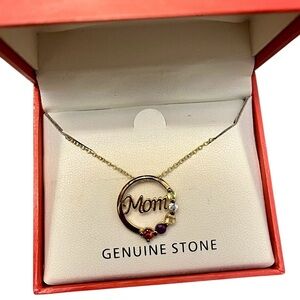 Macy's Gold Necklace with Precious Stone Pendant